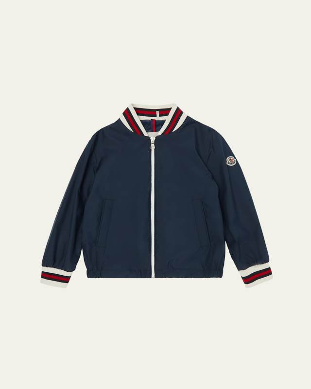 Boy's Maki Bomber with Striped Trim, Size 12-14